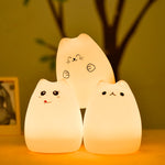 Squishy Silicone Cat Multicolor LED Night Lamp