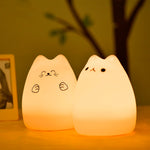 Squishy Silicone Cat Multicolor LED Night Lamp