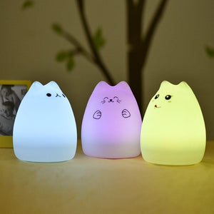 Squishy Silicone Cat Multicolor LED Night Lamp