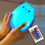 Squishy Silicone Cat Multicolor LED Night Lamp