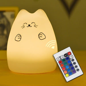 Squishy Silicone Cat Multicolor LED Night Lamp